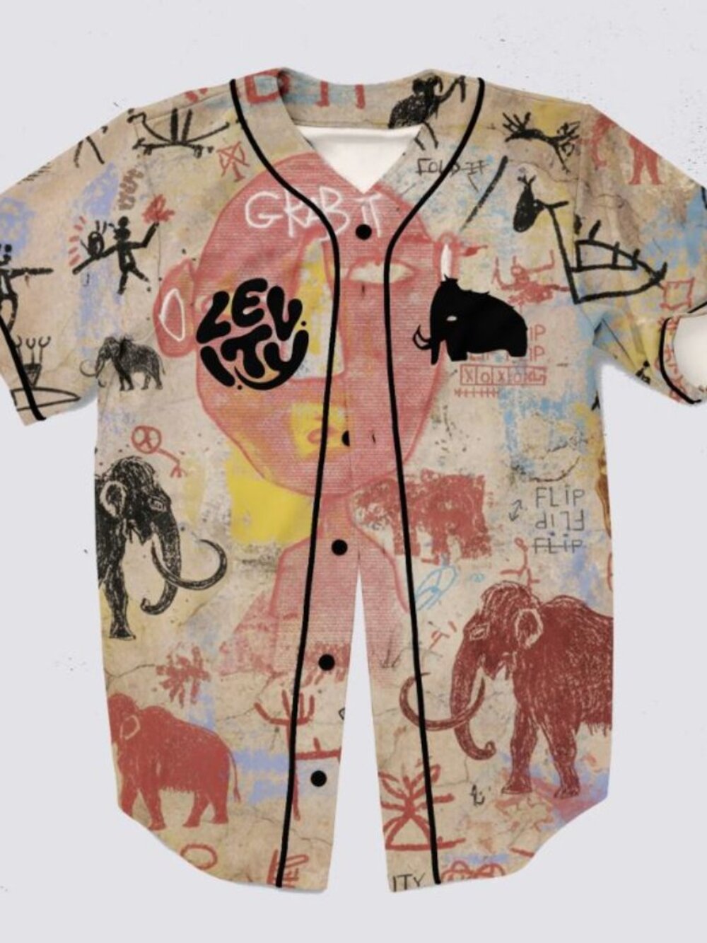 Levity Wooli Cave Art Mammoth Rave Baseball Jersey